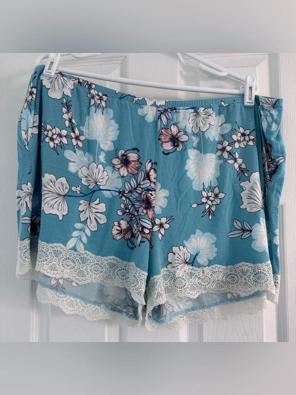 Soma Teal Floral Lace-Trim Sleep Shorts SZ XXL